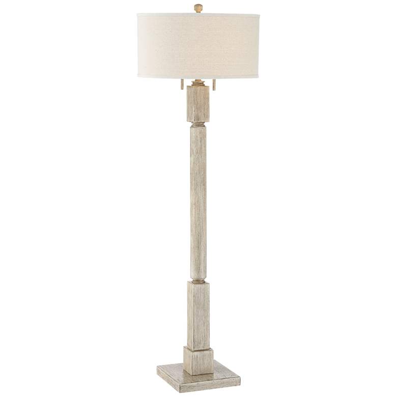 Image 3 Barnes and Ivy Baluster 63 1/2 inch Coastal Rustic Pickled Wood Floor Lamp