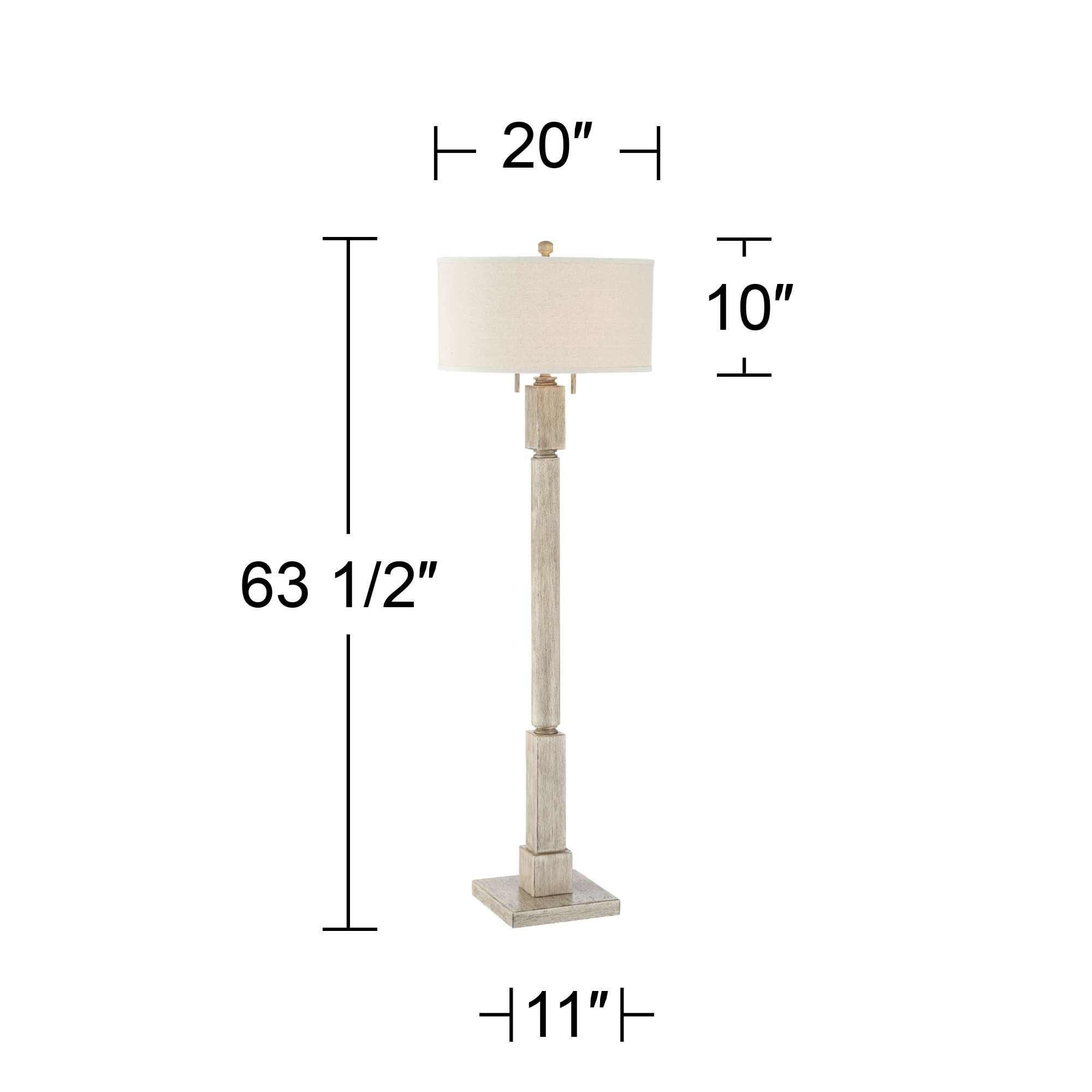 Barnes and Ivy Baluster 63 1/2" Coastal Rustic Pickled Wood Floor Lamp in scene