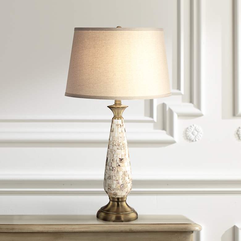 Image 1 Barnes and Ivy Berach 29 3/4" Mother of Pearl Luxe Coastal Table Lamp