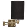 Barnes and Ivy Black Cylinder Shade Antique Brass Plug-In Swing Arm Lamp