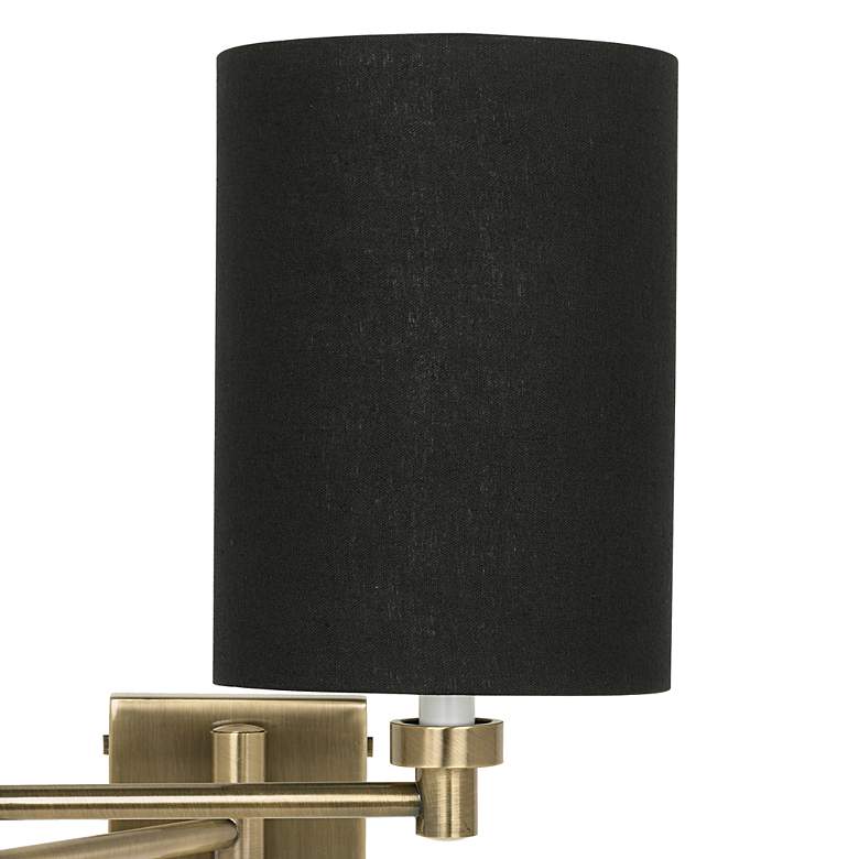 Image 2 Barnes and Ivy Black Cylinder Shade Antique Brass Plug-In Swing Arm Lamp more views