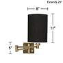 4_Barnes and Ivy Black Cylinder Shade Antique Brass Plug-In Swing Arm Lamp more views