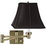 1_Barnes and Ivy Black Shade Antique Brass Plug-In Swing Arm Wall Lamp
