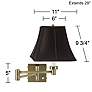 4_Barnes and Ivy Black Shade Antique Brass Plug-In Swing Arm Wall Lamp more views