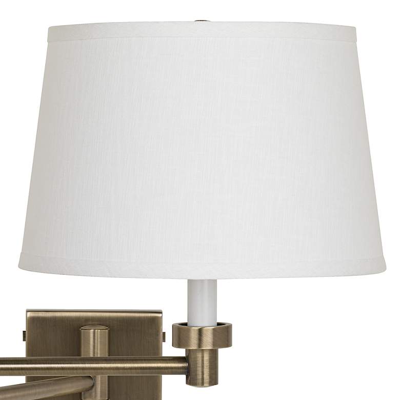 Image 2 Barnes and Ivy Brass with White Linen Shade Plug-In Swing Arm Wall Lamp more views