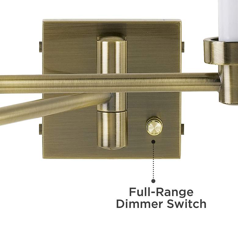 Image 3 Barnes and Ivy Brass with White Linen Shade Plug-In Swing Arm Wall Lamp more views