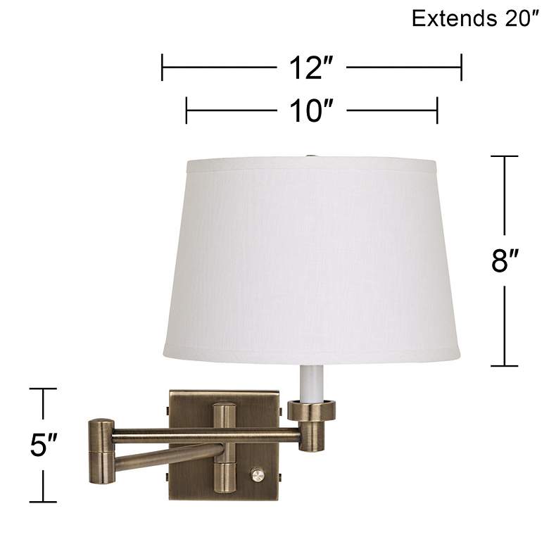 Image 4 Barnes and Ivy Brass with White Linen Shade Plug-In Swing Arm Wall Lamp more views
