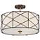 Barnes and Ivy Brennan 18" Wide Oatmeal Linen 3-Light Ceiling Light