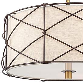 Image3 of Barnes and Ivy Brennan 18" Wide Oatmeal Linen 3-Light Ceiling Light more views