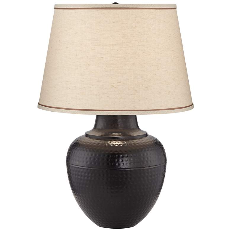 Image 2 Barnes and Ivy Brighton 27 1/4 inch Hammered Bronze Lamp with USB Dimmer