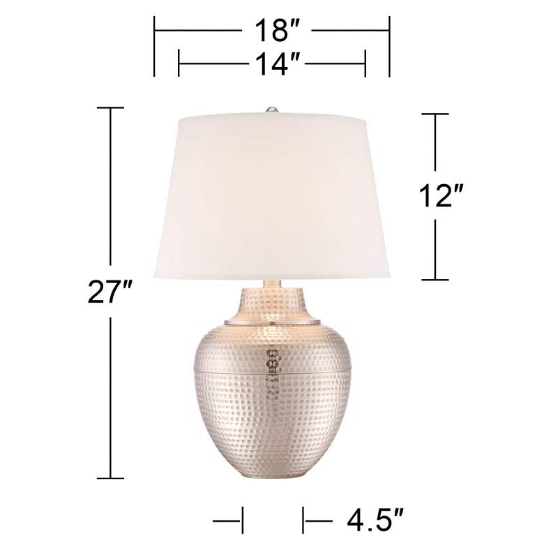 Image 6 Barnes and Ivy Brighton 27 Brushed Nickel Hammered Pot Table Lamp more views