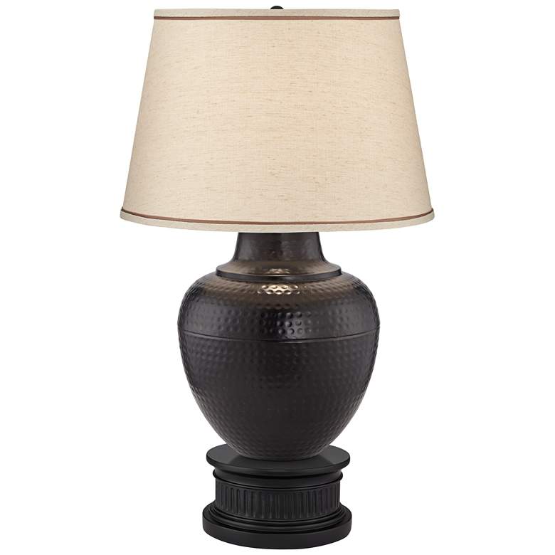 Image 1 Barnes and Ivy Brighton 31 1/2" Hammered Pot Lamp with Black Riser