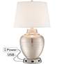 Barnes and Ivy Brighton Brushed Nickel Table Lamp with USB Workstation Base