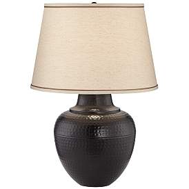 Image2 of Barnes and Ivy Brighton Hammered Bronze Table Lamp with Table Top Dimmer
