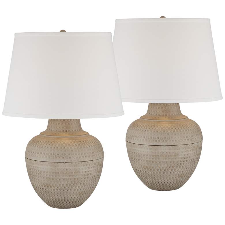 Image 2 Barnes and Ivy Brighton Hammered Pot Farmhouse Table Lamps Set of 2