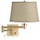 Barnes and Ivy Burlap and Warm Gold Plug-In Swing Arm Wall Light