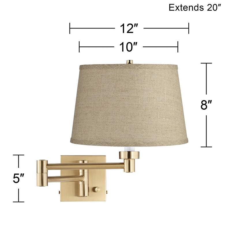 Image 3 Barnes and Ivy Burlap and Warm Gold Plug-In Swing Arm Wall Light more views