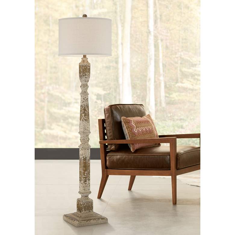 Image 1 Barnes and Ivy Castillo Faux Wood Distressed Finish Floor Lamp