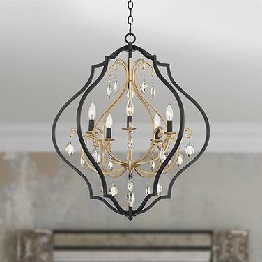Barnes and Ivy Clara 26 1/2"W Black & Soft Gold 5-Light Chandelier