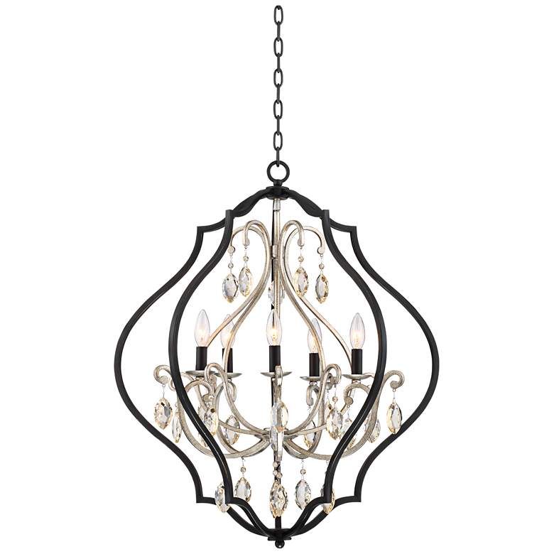 Image 3 Barnes and Ivy Clara 27" Black and Antique Silver 5-Light Chandelier