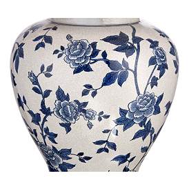 Image5 of Barnes and Ivy Clarissa Blue and White Rose Ceramic Table Lamps Set of 2 more views