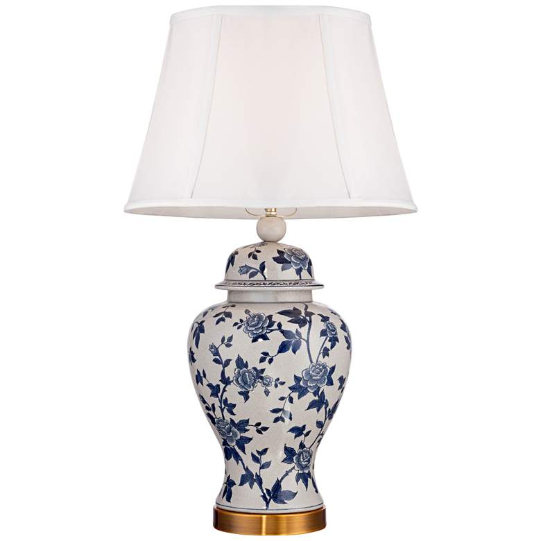 Image 7 Barnes and Ivy Clarissa Blue and White Rose Ceramic Table Lamps Set of 2 more views