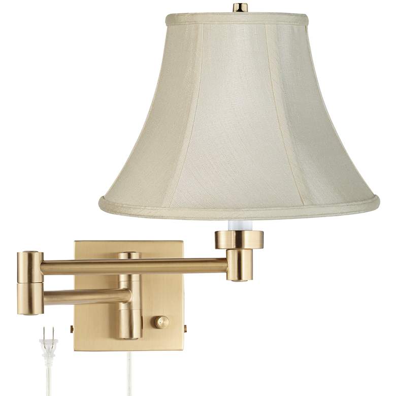 Image 1 Barnes and Ivy Creme Bell Alta Square Warm Gold Swing Arm Plug-In Wall Lamp