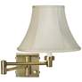 Barnes and Ivy Creme Bell Shade Antique Brass Plug-In Swing Arm Wall Light