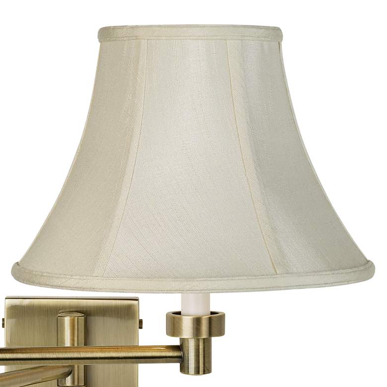 Image 2 Barnes and Ivy Creme Bell Shade Antique Brass Plug-In Swing Arm Wall Light more views