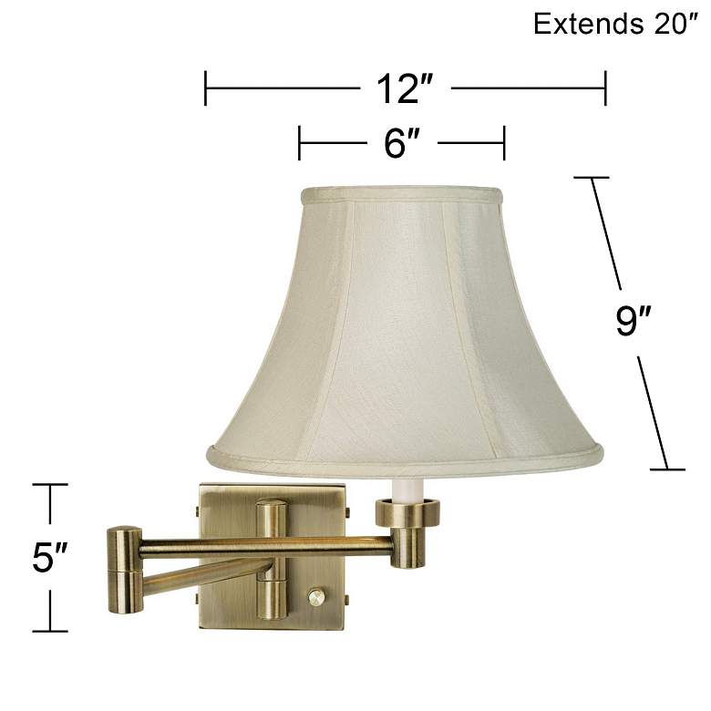 Image 4 Barnes and Ivy Creme Bell Shade Antique Brass Plug-In Swing Arm Wall Light more views