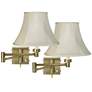 1_Barnes and Ivy Creme Bell Shade Antique Brass Swing Arm Wall Lamps Set of 2