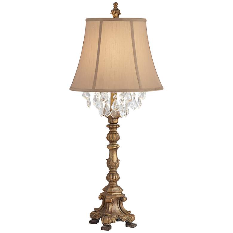 Image 2 Barnes and Ivy Duval 33" Crystal and Aged Gold Candlestick Table Lamp