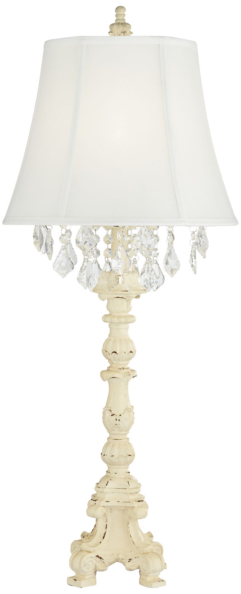 Barnes and Ivy Duval 34 1/2" French White Table Lamp with Crystals