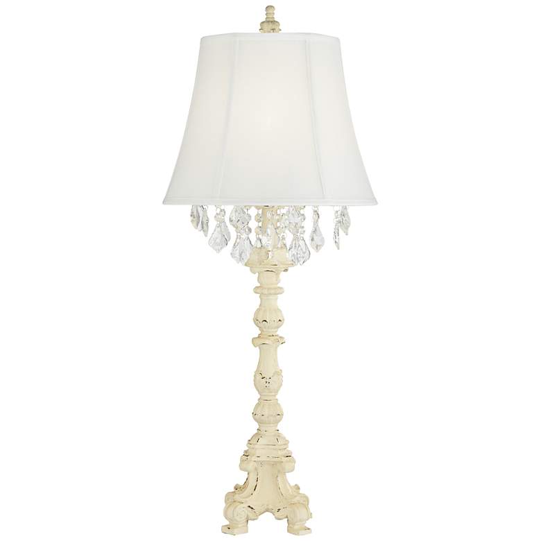 Image 2 Barnes and Ivy Duval 34 1/2 inch French White Table Lamp with Crystals