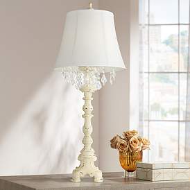 Image1 of Barnes and Ivy Duval 34 1/2" French White Table Lamp with Crystals