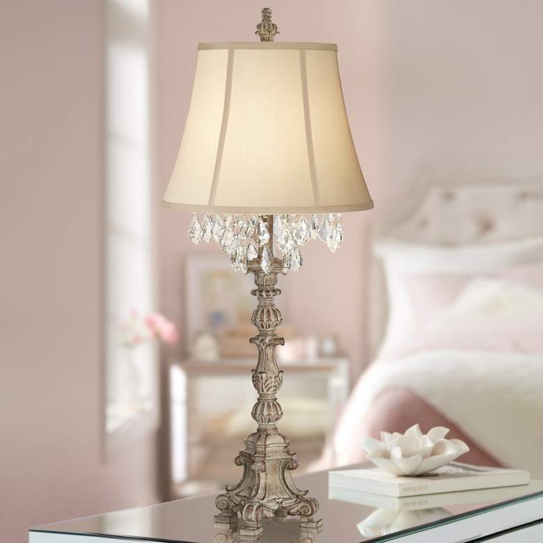 Image 1 Barnes and Ivy Duval 34" Crystal Accents French Candlestick Table Lamp