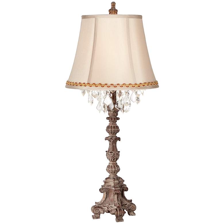 Image 1 Barnes and Ivy Duval 34 inch Gold Shade French Crystal Table Lamp