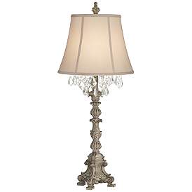 Image2 of Barnes and Ivy Duval French Crystal Candlestick Lamp with Table Top Dimmer