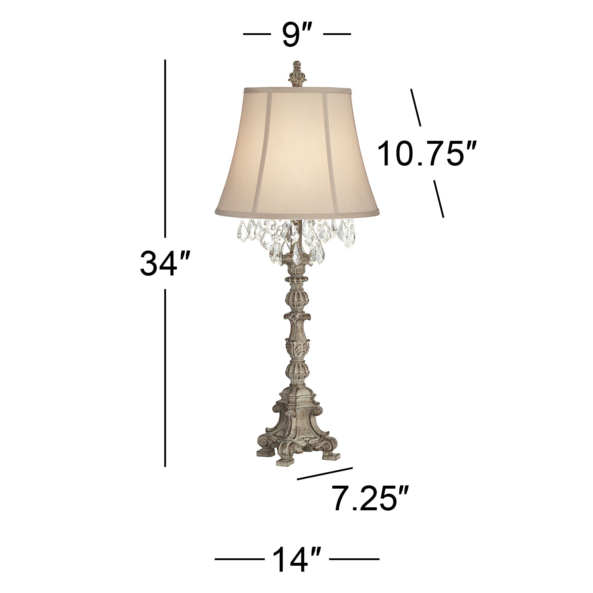 Barnes and Ivy Duval French Crystal Candlestick Lamp with Table Top Dimmer