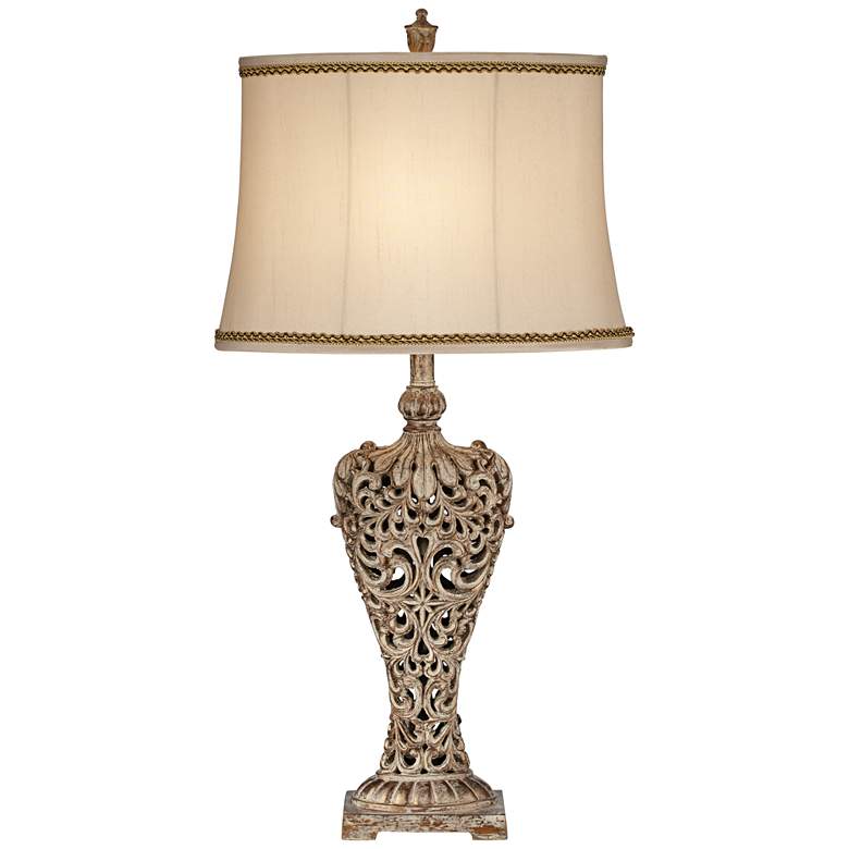 Image 2 Barnes and Ivy Elle 33 inch Gold Table Lamp with Florentine Twist Shade