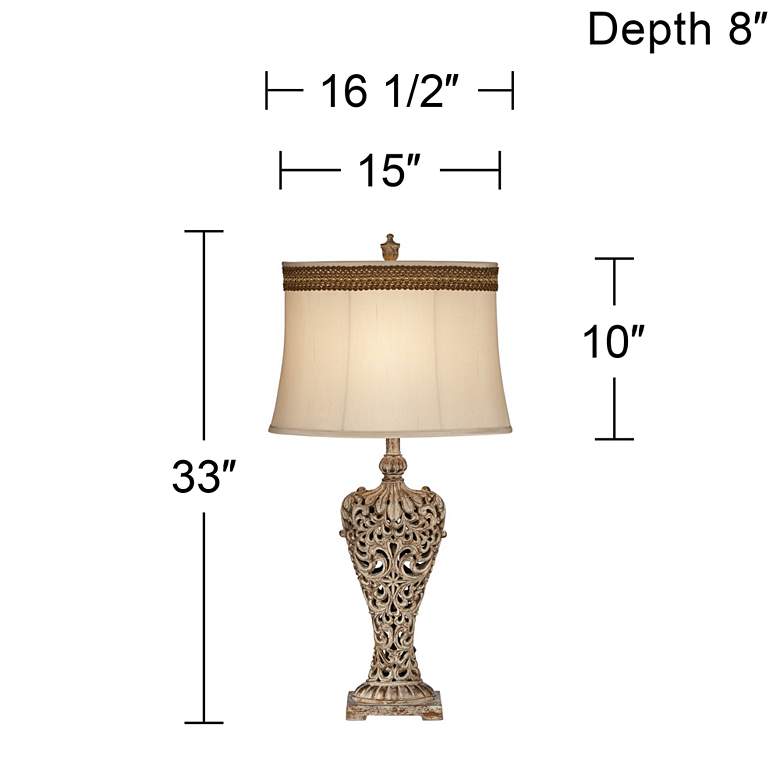 Image 3 Barnes and Ivy Elle Gold Table Lamp with Florentine Scroll Trim Shade more views