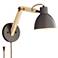 Barnes and Ivy Euless Bronze and Wood Modern Adjustable Plug-In Wall Lamp
