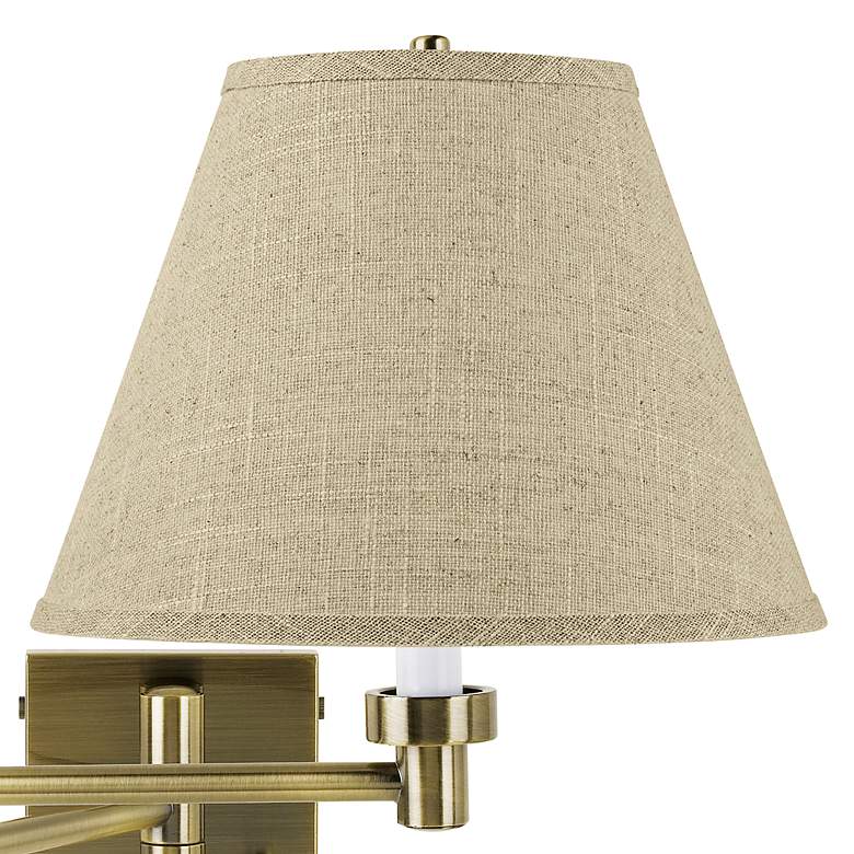 Image 2 Barnes and Ivy Fine Burlap Empire Antique Brass Swing Arm Wall Lamp more views