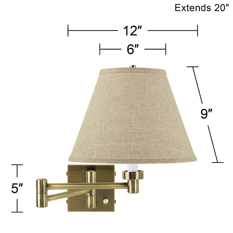 Image 4 Barnes and Ivy Fine Burlap Empire Antique Brass Swing Arm Wall Lamp more views