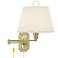 Barnes and Ivy Fredericks Brass with Ivory Pleated Shade Plug-In Wall Lamp