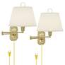 1_Barnes and Ivy Fredericks Traditional Brass Plug-In Wall Lamps Set of 2