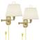 Barnes and Ivy Fredericks Traditional Brass Plug-In Wall Lamps Set of 2