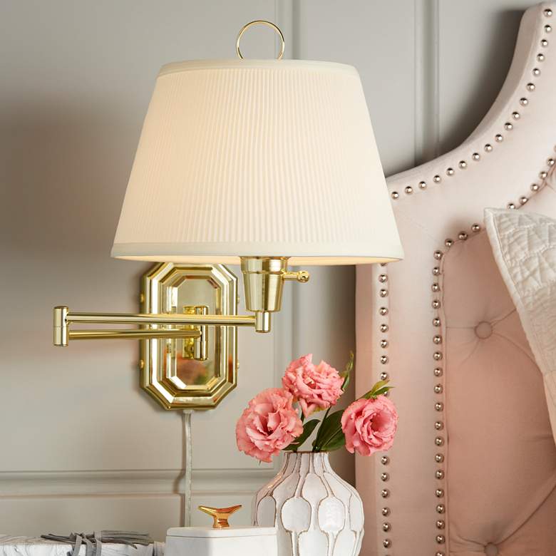 Image 7 Barnes and Ivy Fredericks Traditional Brass Plug-In Wall Lamps Set of 2 more views