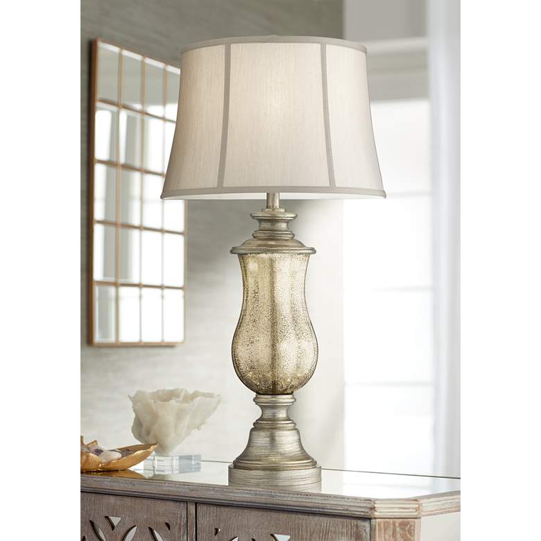 Image 1 Barnes and Ivy Freida Mercury Glass Traditional Table Lamp with Night Light
