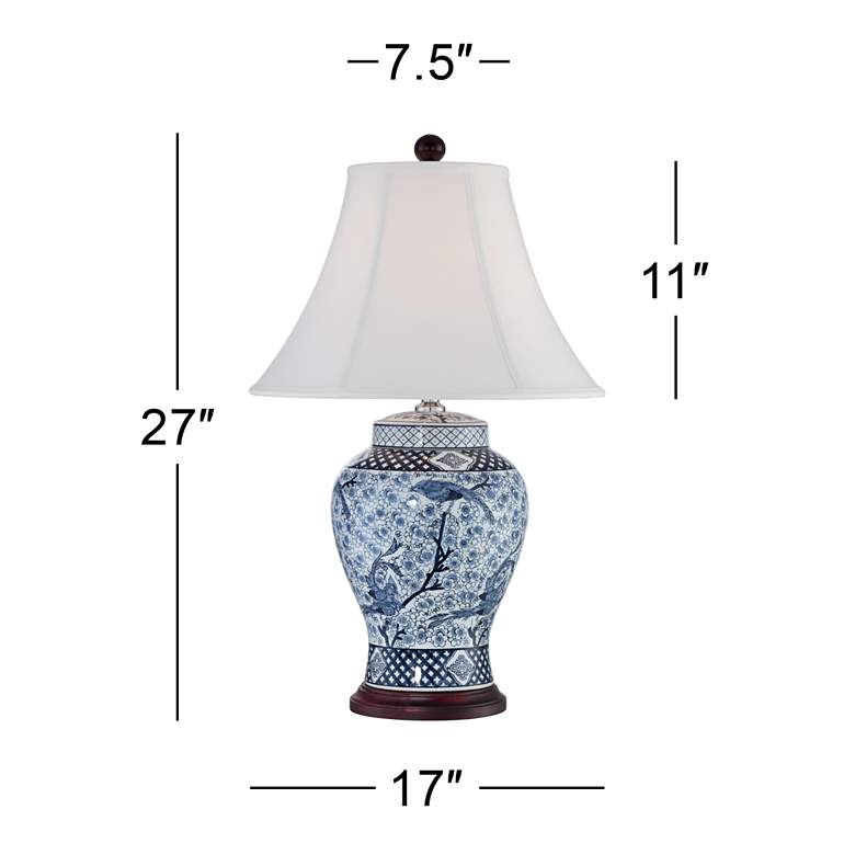 Image 7 Barnes and Ivy Garden Bird Blue and White Porcelain Table Lamps Set of 2 more views